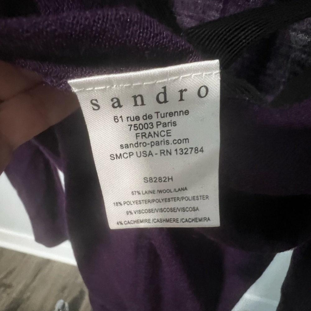 Sandro purple blouse with black back cross accent. Size 1